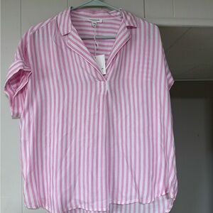 beachlunchlounge Pink and White Striped Top